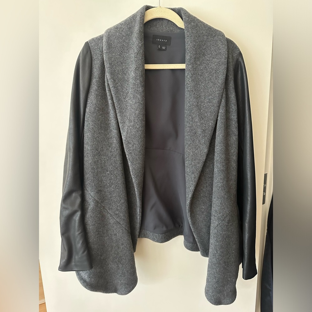 Theory Wool Cashmere Leather Jacket Size Small
